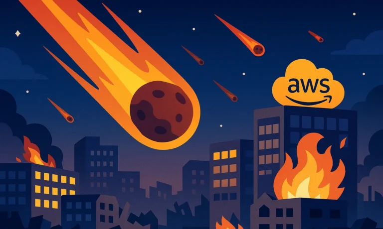 Ilustración del apagón global de AWS que afectó servicios de Internet en 2025