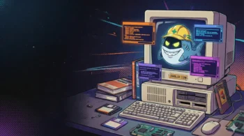 Ilustración de concepto Vibe Hacking: Una Inteligencia Artificial ejecutando un ciberataque autónomo desde un ordenador. Arte digital para el blog de Jobbloo.